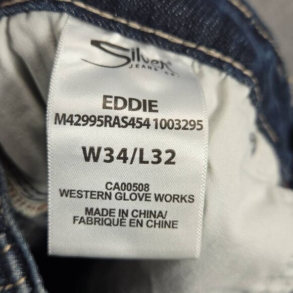 Silver Jeans Eddie 34x32 Taper Leg Relax Fit Distressed faded - Picture 11 of 12